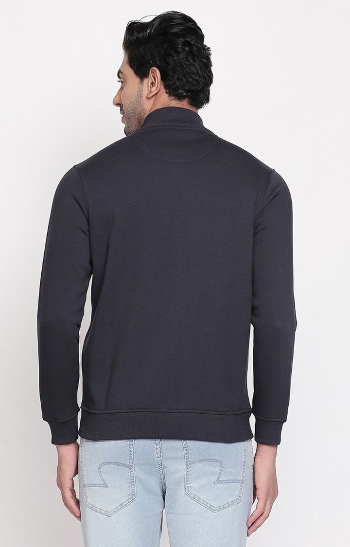 spykar | Spykar Navy Solid Slim Fit Sweatshirt 3