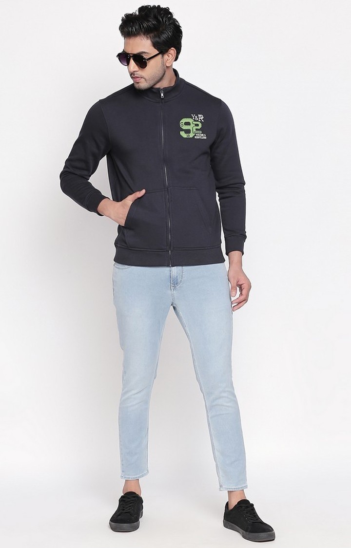 spykar | Spykar Navy Solid Slim Fit Sweatshirt 1