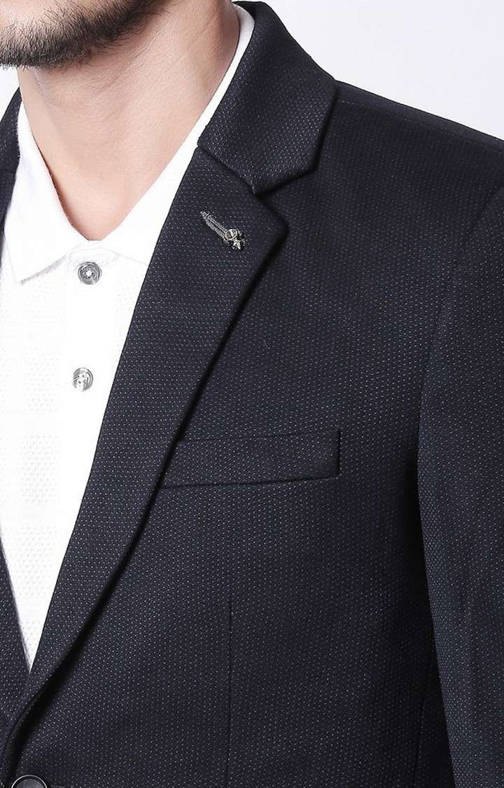 Spykar Navy Printed Straight Fit Blazers