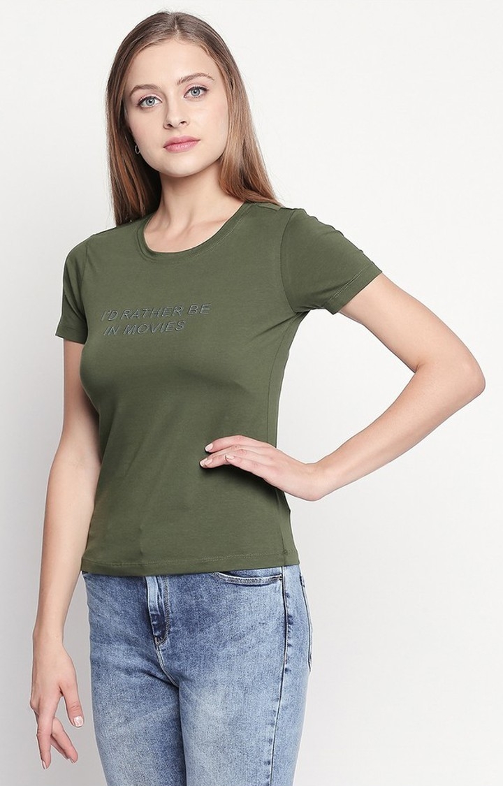 spykar | Spykar Olive Printed Slim Fit T-Shirt 2