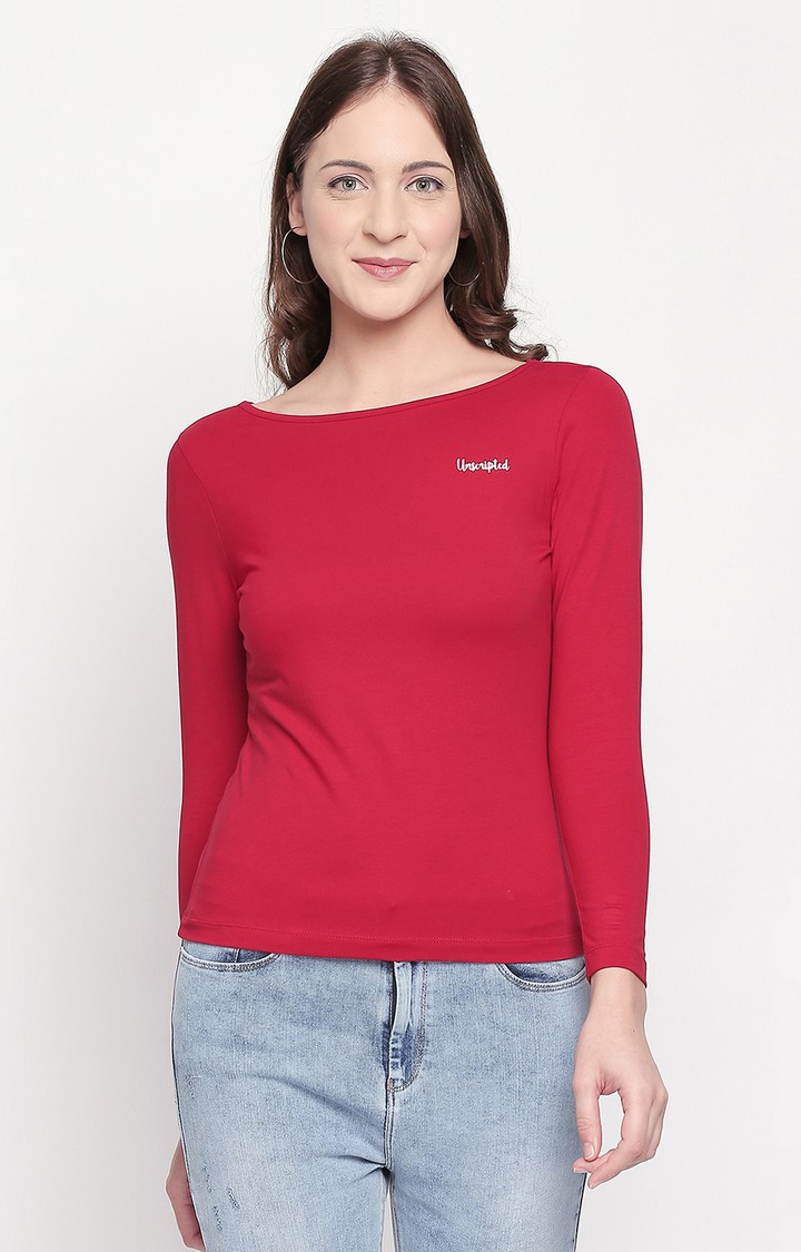 spykar | Spykar Red Solid Slim Fit T-Shirt 0