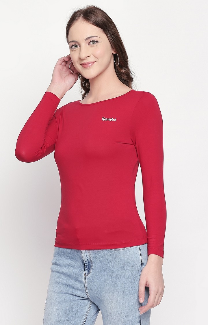 spykar | Spykar Red Solid Slim Fit T-Shirt 1