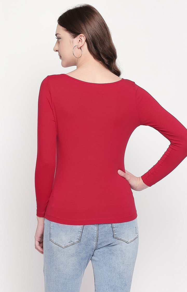 spykar | Spykar Red Solid Slim Fit T-Shirt 2