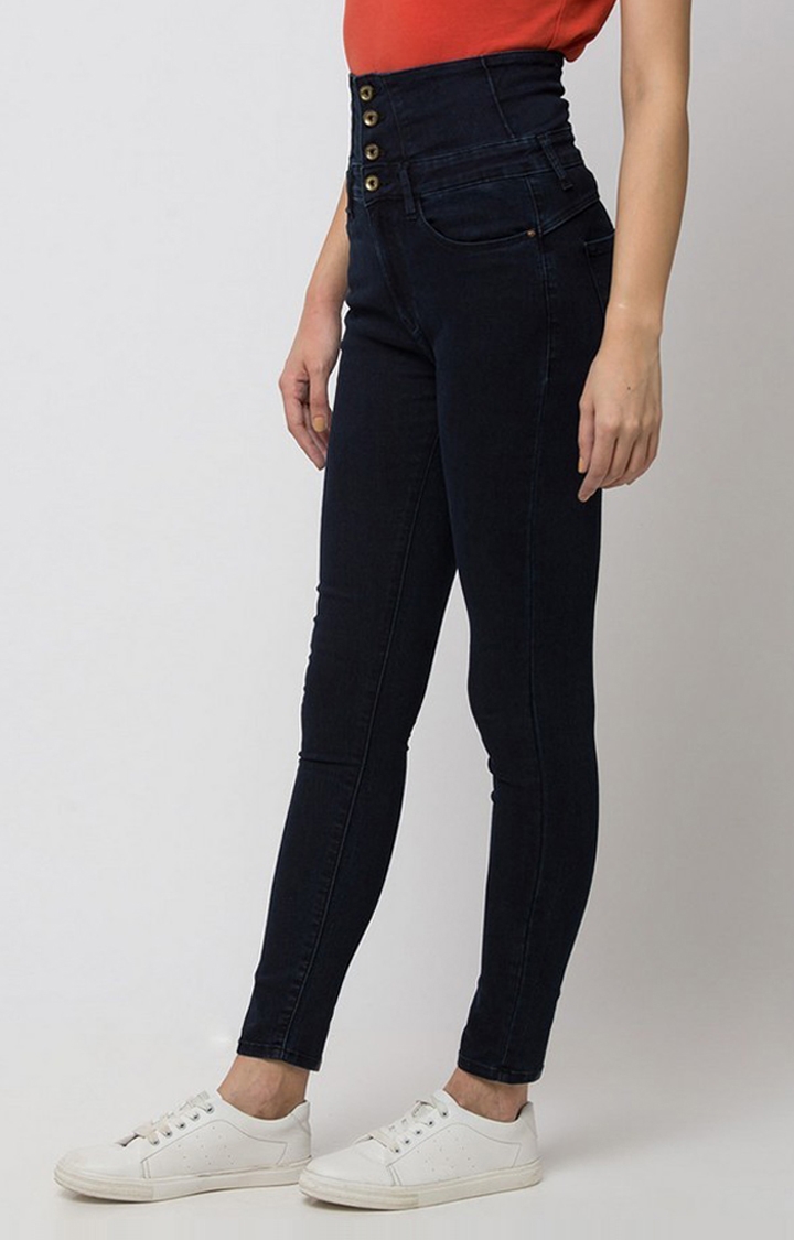 spykar | Women's Blue Cotton Solid Skinny Jeans 2