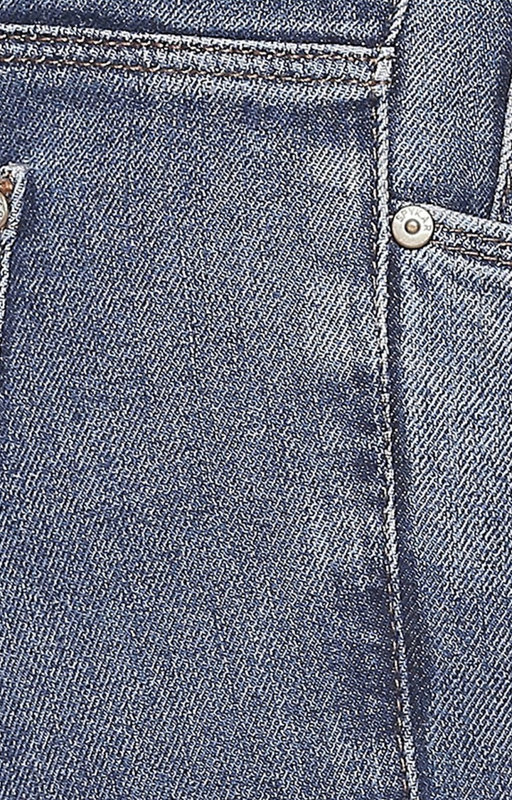 spykar | Women's Blue Cotton Ripped Slim Jeans 5