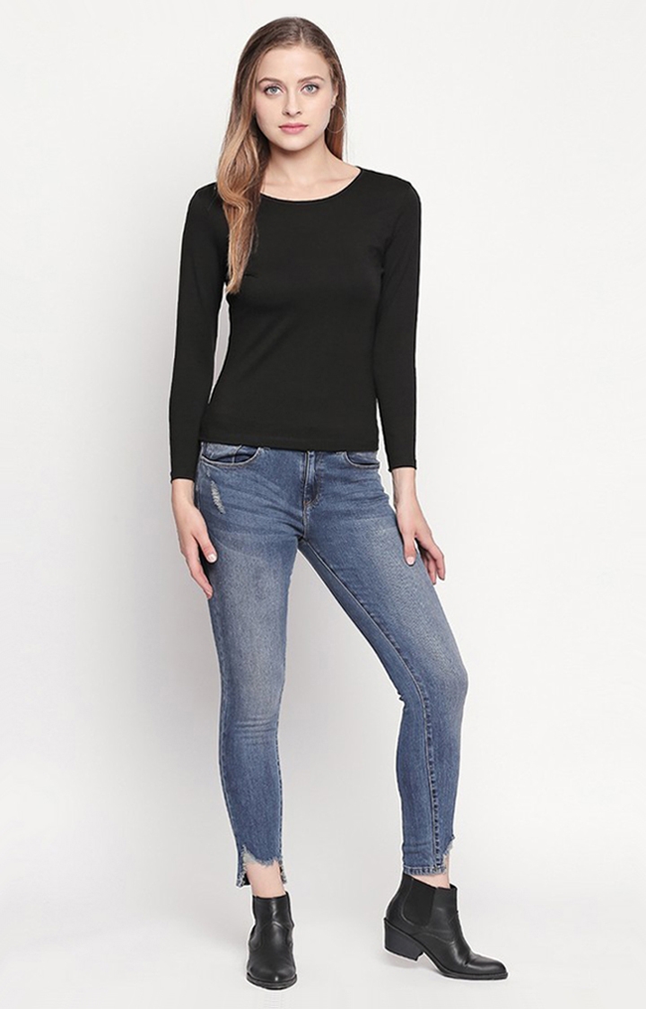 spykar | Women's Blue Cotton Ripped Slim Jeans 1