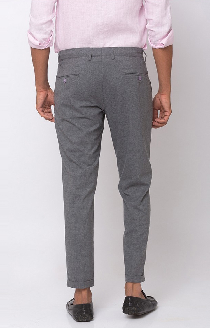 spykar | Men's Grey Cotton Solid Trousers 3