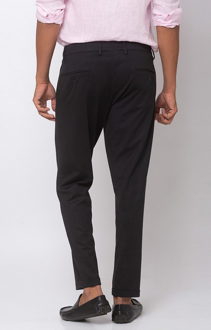 spykar | Men's Black Cotton Solid Trousers 3
