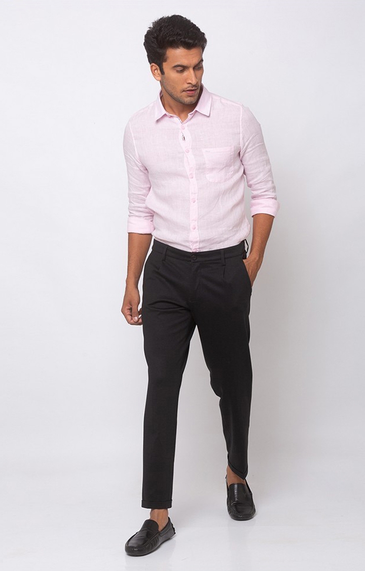 spykar | Men's Black Cotton Solid Trousers 1