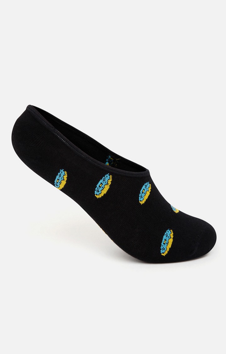 Spykar Black & Blue Cotton Ped Socks (Pair Of 2)