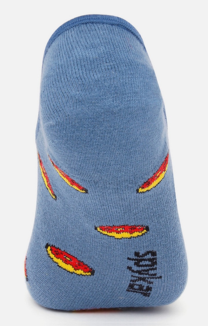 Spykar Black & Blue Cotton Ped Socks (Pair Of 2)