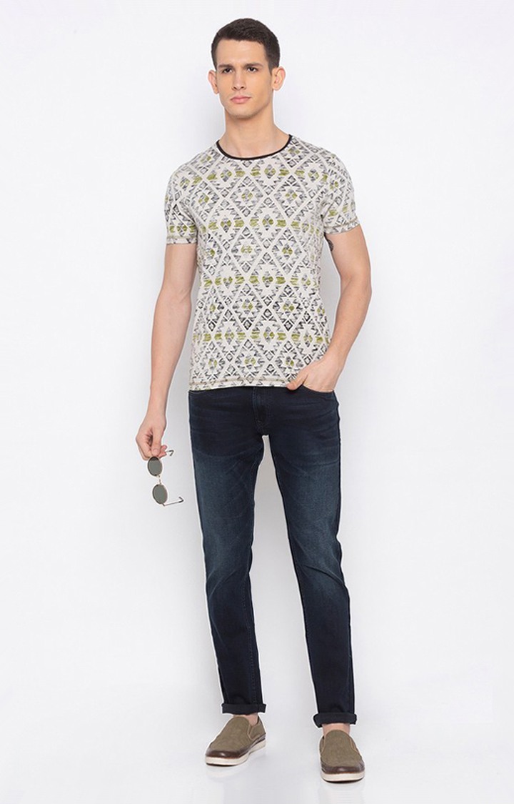 Men's Blue Cotton Solid Slim Jeans