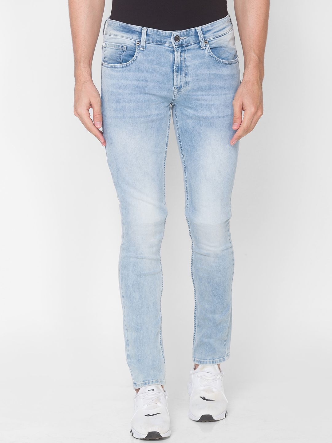 spykar | Men's Blue Cotton Solid Skinny Jeans 0