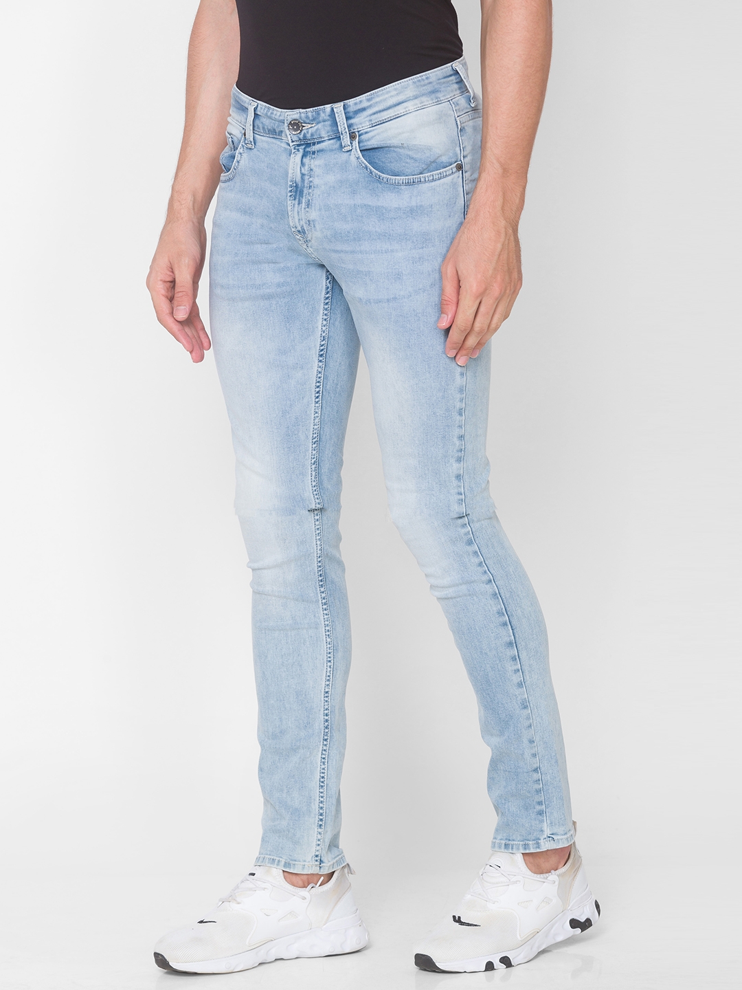 spykar | Men's Blue Cotton Solid Skinny Jeans 3