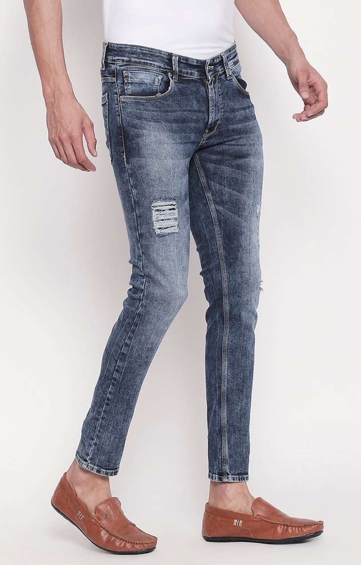 spykar | Men's Blue Cotton Ripped Ripped Jeans 4