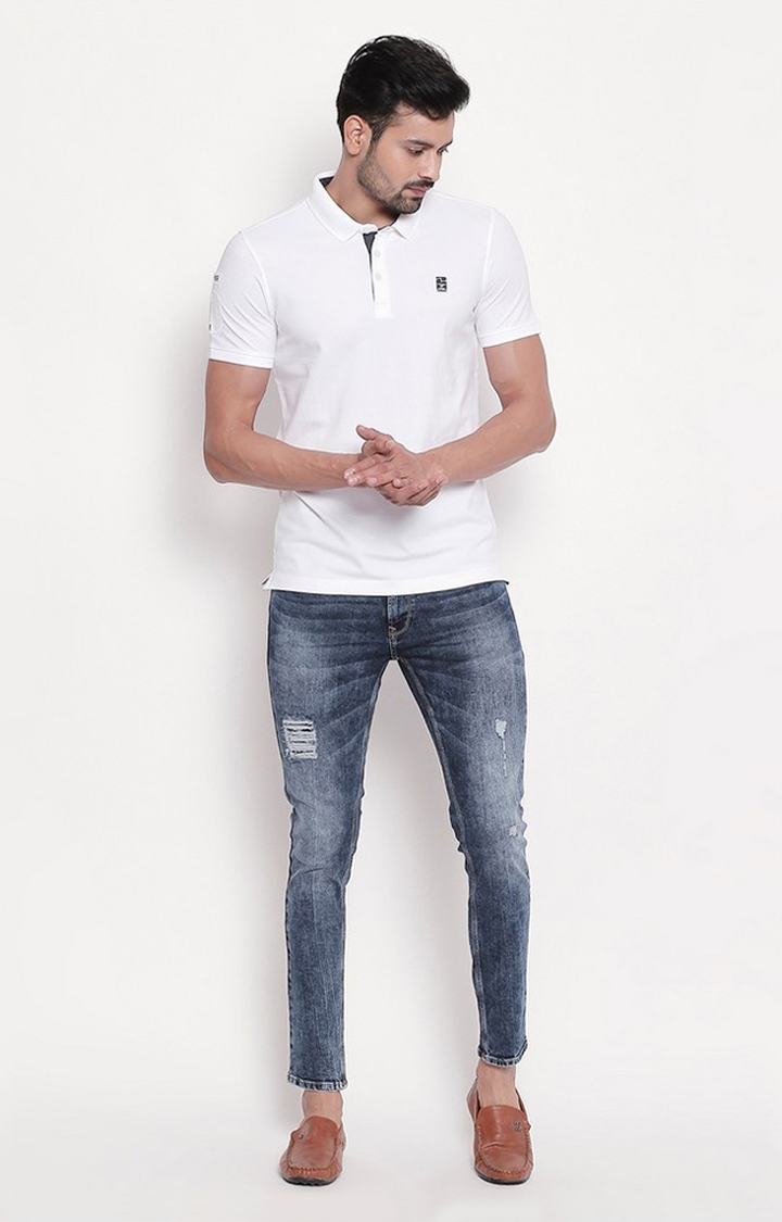 spykar | Men's Blue Cotton Ripped Ripped Jeans 1