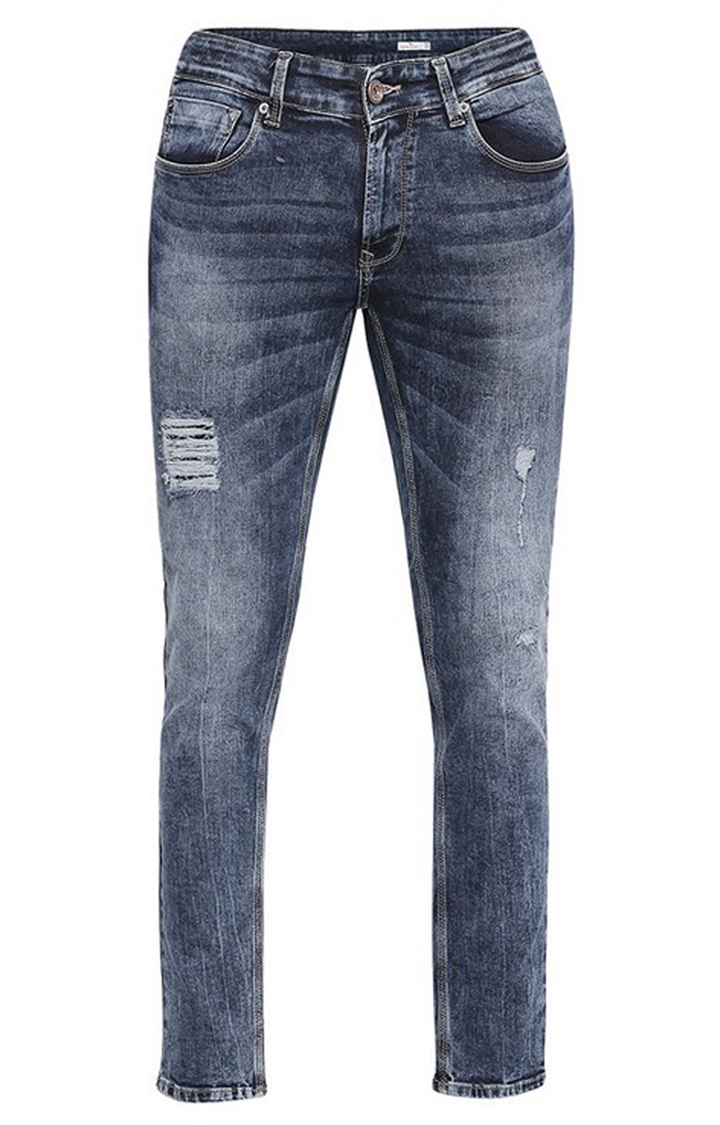 spykar | Men's Blue Cotton Ripped Ripped Jeans 6