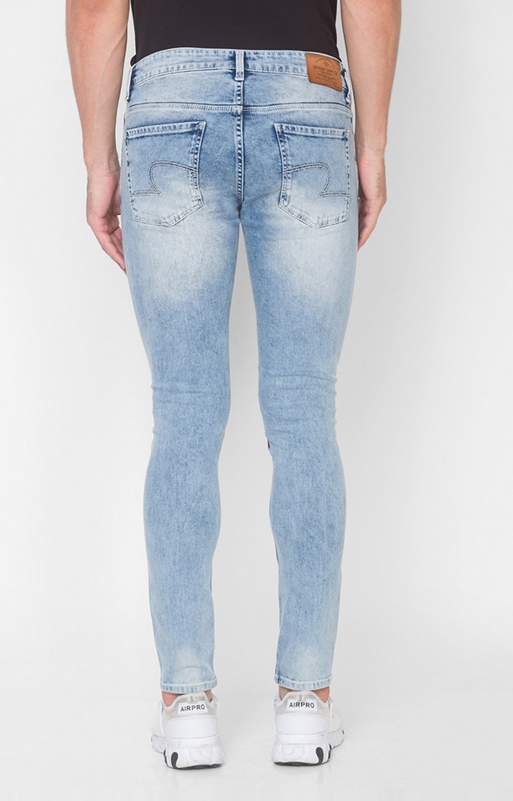 spykar | Men's Blue Cotton Solid Skinny Jeans 3