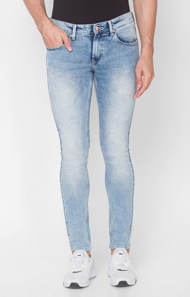spykar | Men's Blue Cotton Solid Skinny Jeans 0