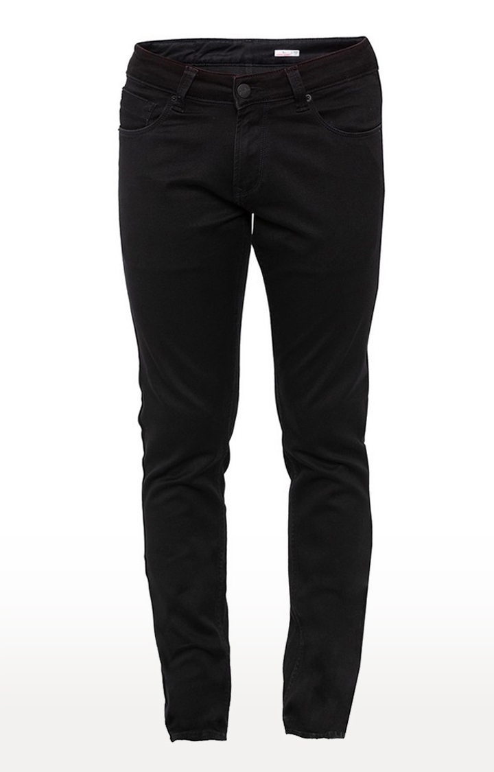 spykar | Men's Black Cotton Solid Trousers 4