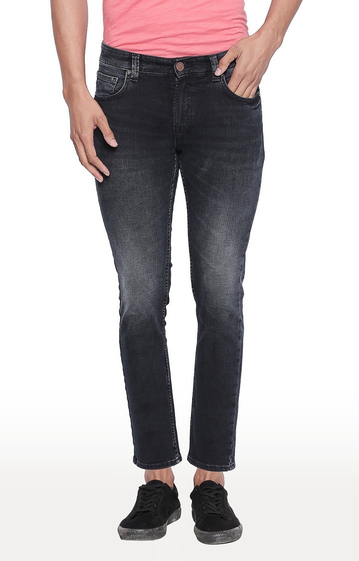 spykar | Men's Black Cotton Solid Slim Jeans 0