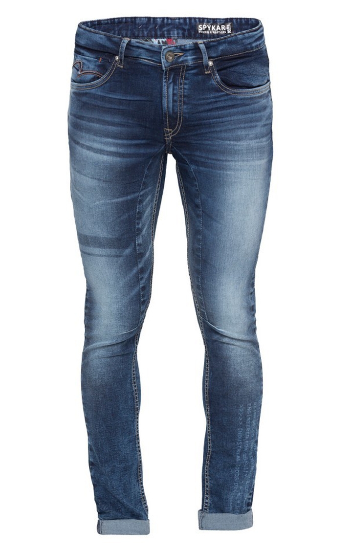 spykar | Men's Blue Cotton Solid Straight Jeans 4