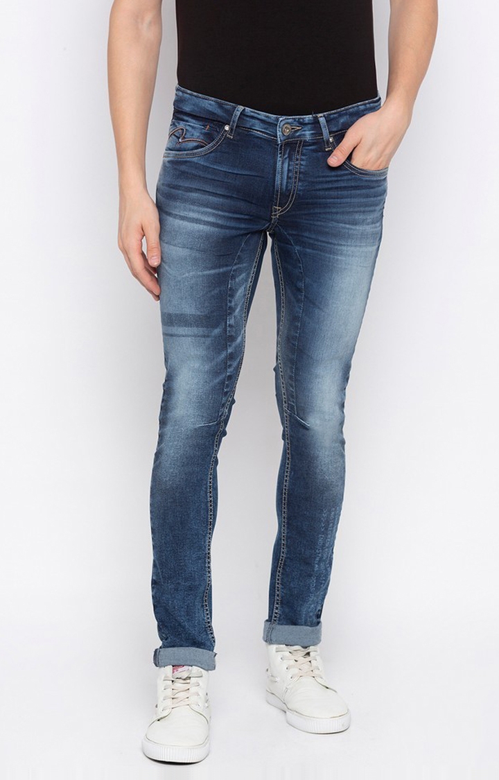 spykar | Men's Blue Cotton Solid Straight Jeans 0