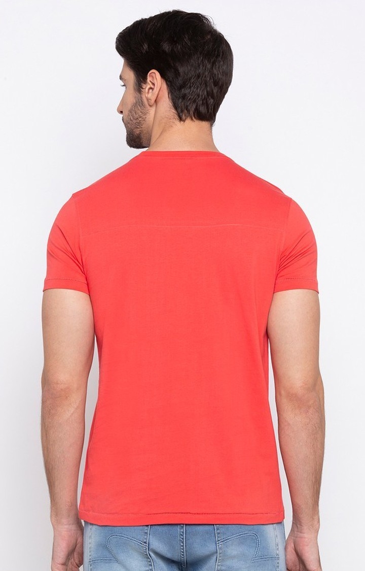 spykar | Spykar Deep Coral Printed Slim Fit T-Shirt 3