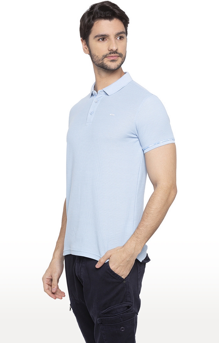 spykar | Spykar Blue Cotton Slim Fit Polos T-Shirt For Men 2