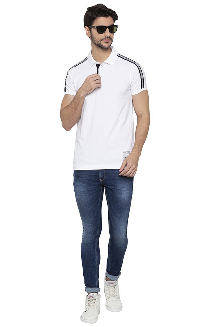 spykar | Spykar White Solid Polo T-Shirt 1