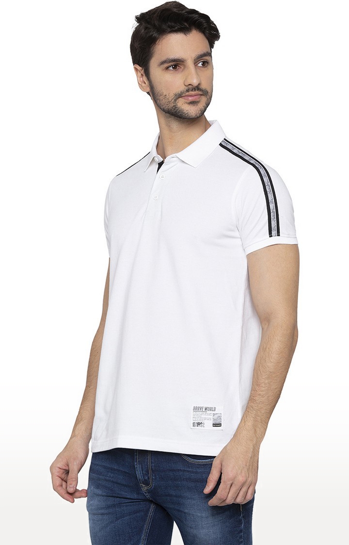 spykar | Spykar White Solid Polo T-Shirt 2