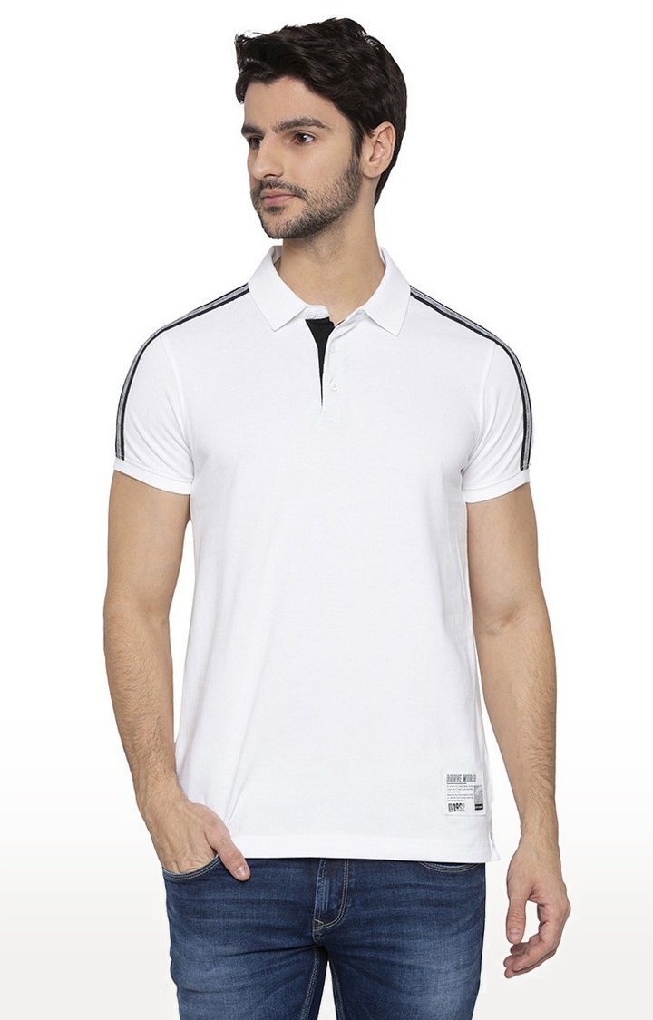 spykar | Spykar White Solid Polo T-Shirt 0