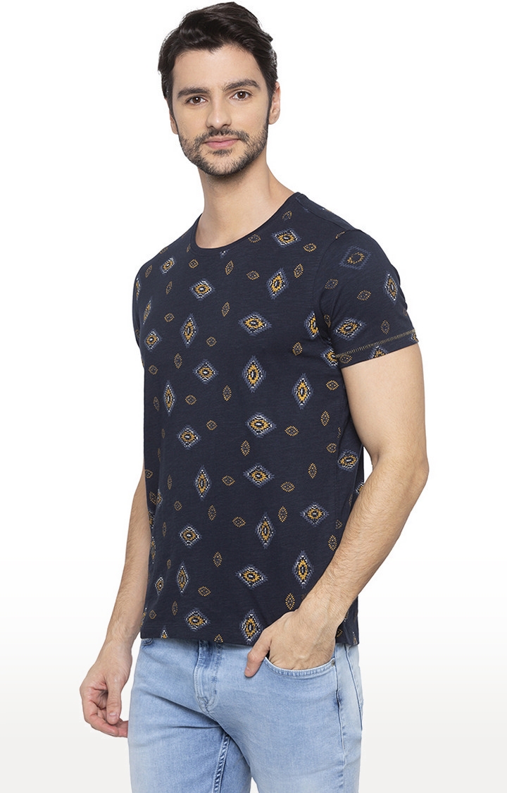 spykar | Spykar Blue Printed Slim Fit T-Shirt 2