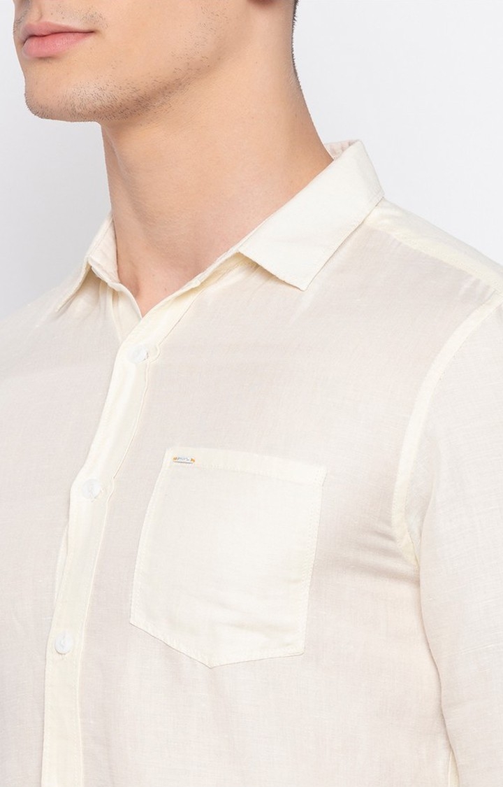 spykar | Men's Beige Cotton Solid Casual Shirts 4