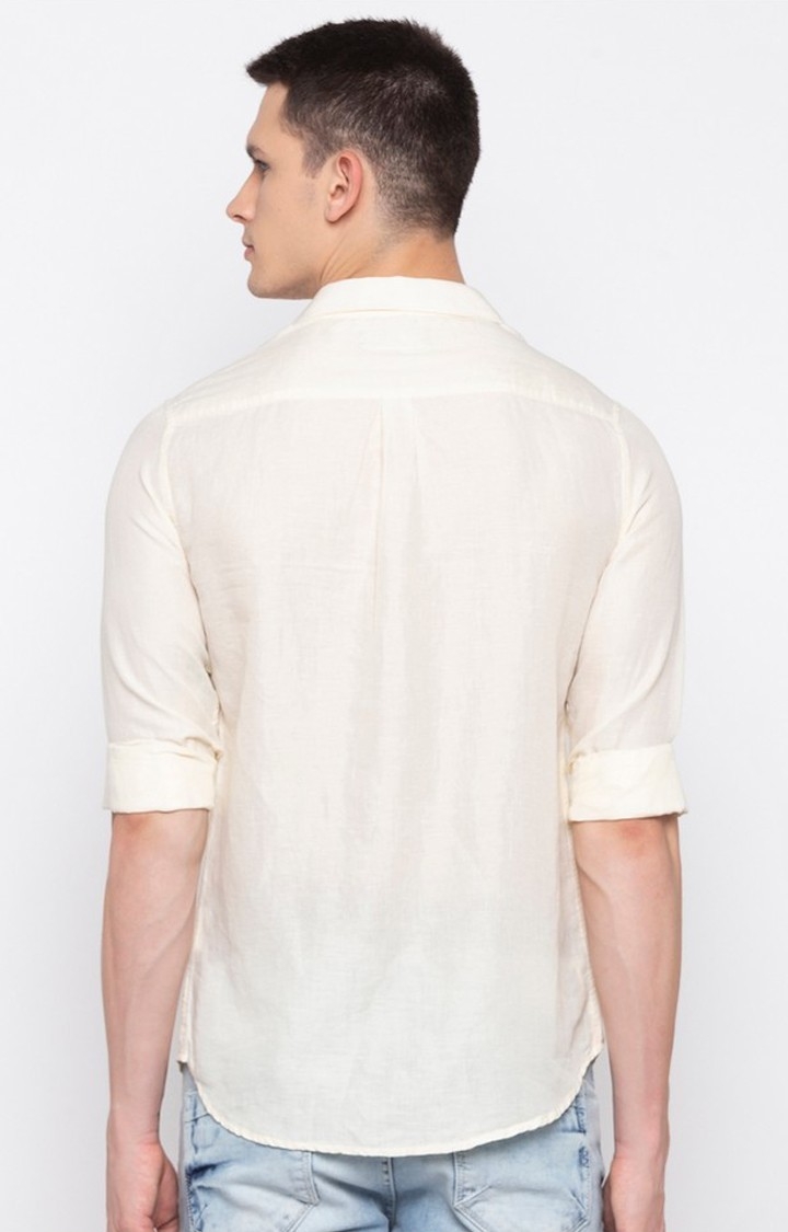 spykar | Men's Beige Cotton Solid Casual Shirts 3