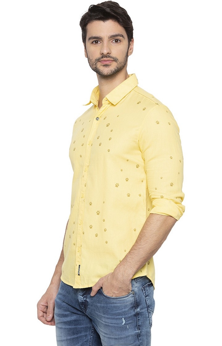 spykar | Men's Yellow Cotton Printed Casual Shirts 2