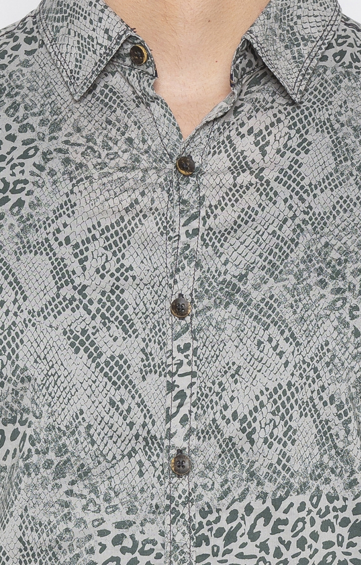 spykar | Men's Grey Cotton Printed Casual Shirts 4