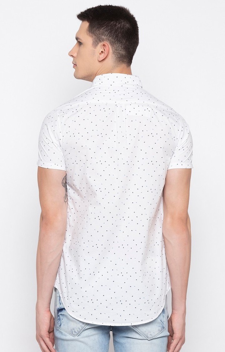 Spykar | Men's White Cotton Printed Casual Shirts 3