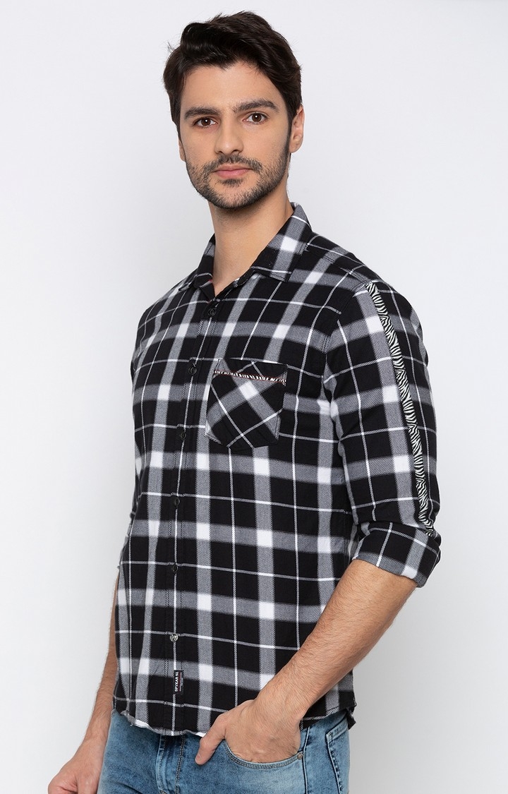 spykar | Men's Black Cotton Checked Casual Shirts 2