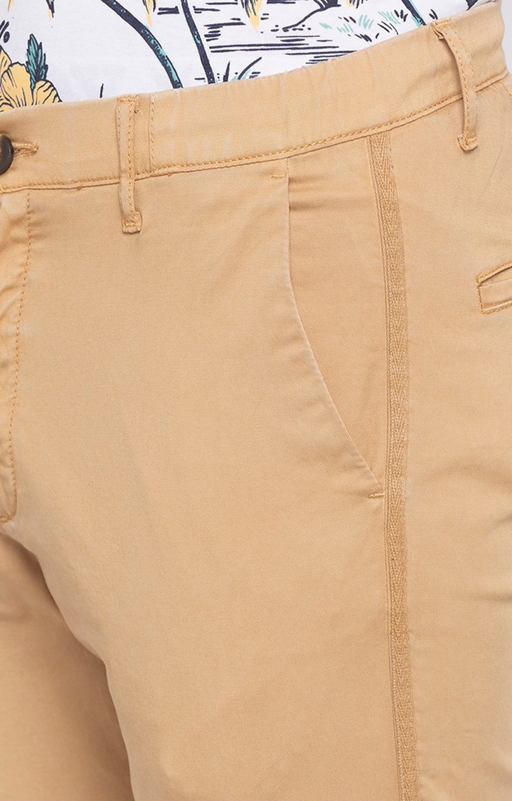 spykar | Men's Yellow Cotton Solid Trousers 5