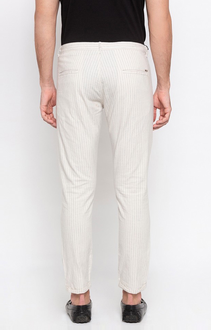spykar | Men's White Cotton Solid Trousers 3