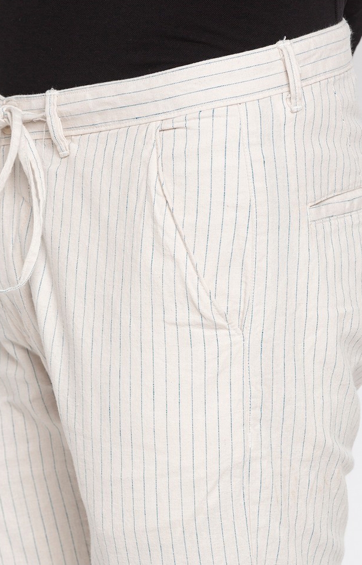 spykar | Men's White Cotton Solid Trousers 5