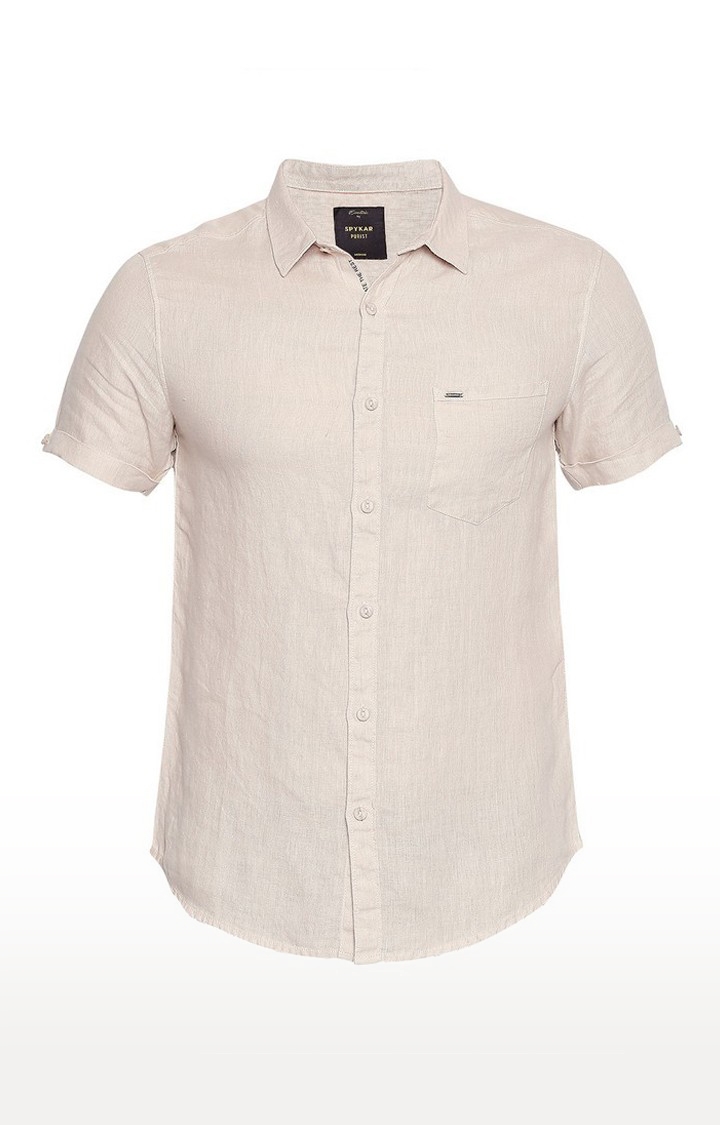spykar | Men's Beige Linen Melange Casual Shirts 5