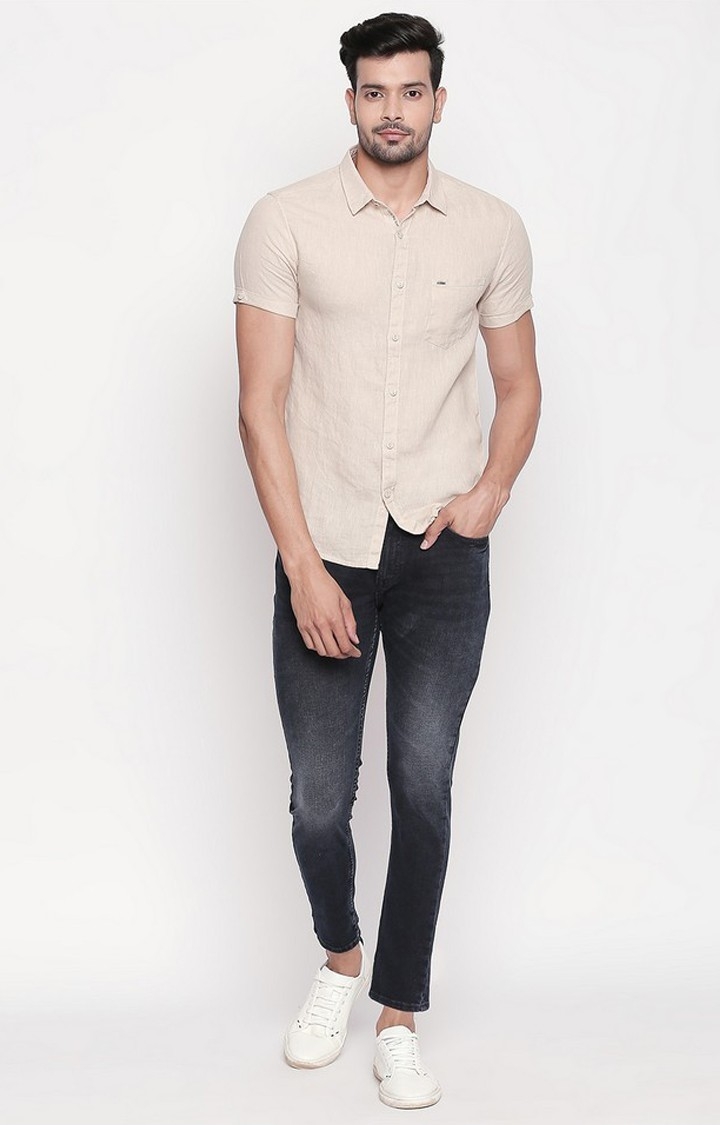 spykar | Men's Beige Linen Melange Casual Shirts 1