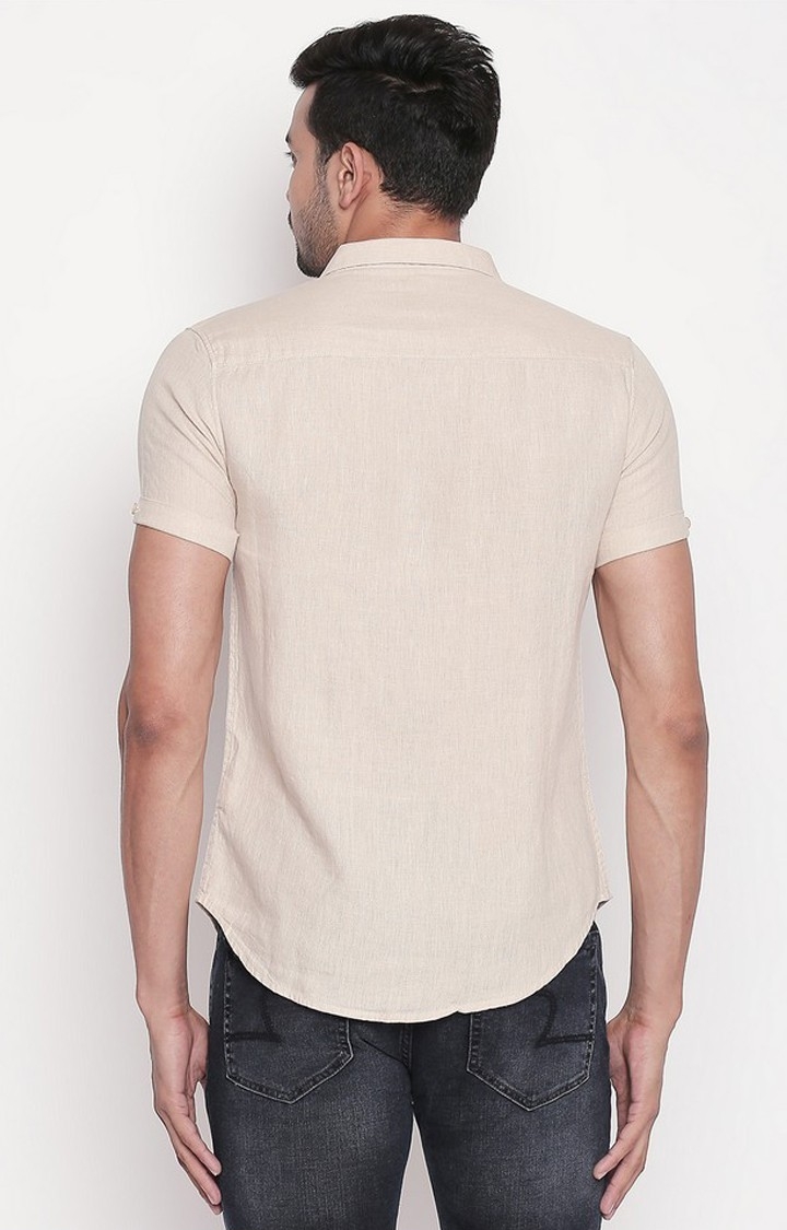 spykar | Men's Beige Linen Melange Casual Shirts 3