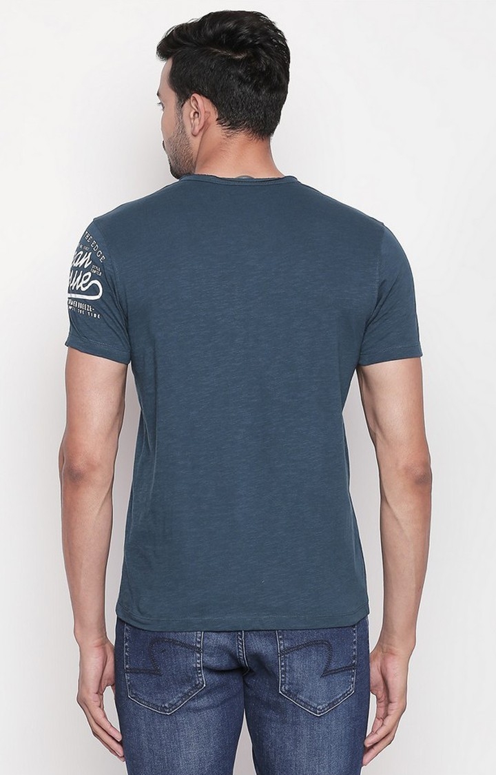 spykar | Spykar Blue Cotton Slim Fit T-Shirt For Men 3