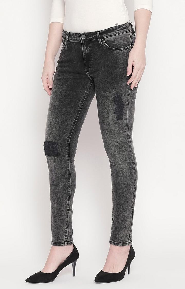 spykar | Women's Black Cotton Solid Skinny Jeans 1