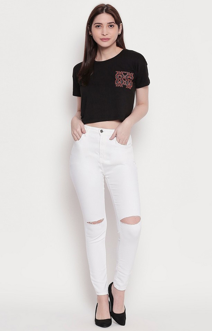 spykar | Women's White Cotton Ripped Ripped Jeans 1