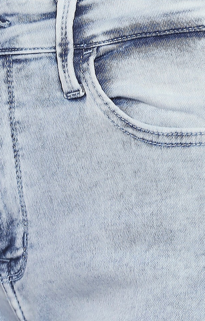 spykar | Women's Blue Cotton Solid Flared Jeans 5
