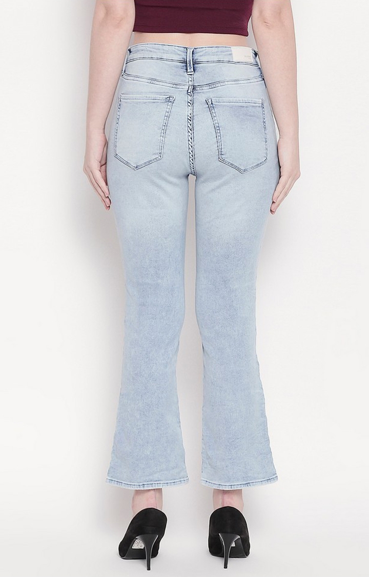 spykar | Women's Blue Cotton Solid Flared Jeans 3